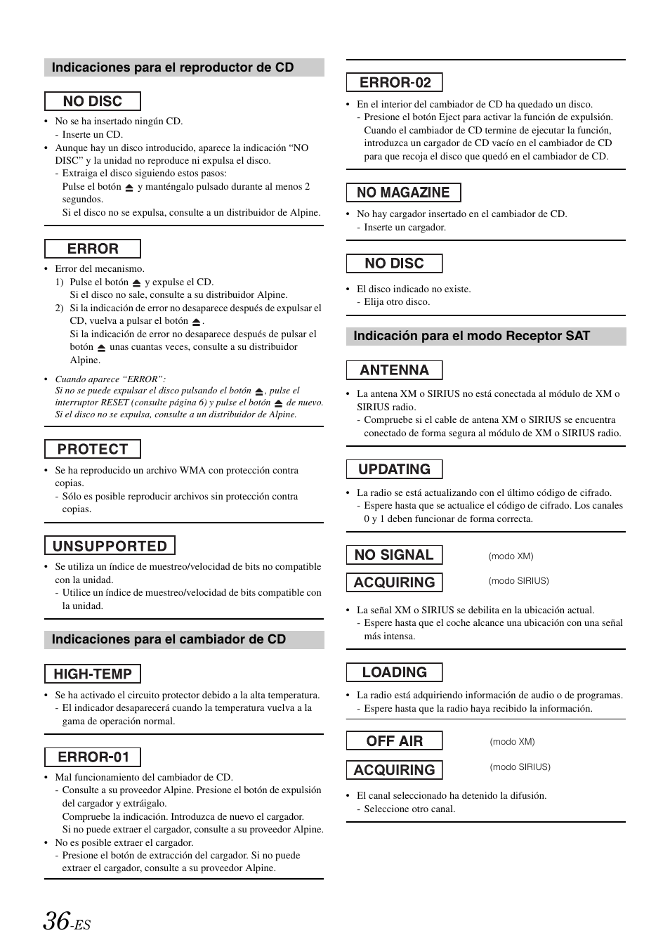 Acquiring | Alpine cda-9884 User Manual | Page 126 / 131