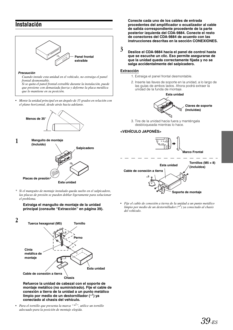 Instalación | Alpine cda-9884 User Manual | Page 129 / 131