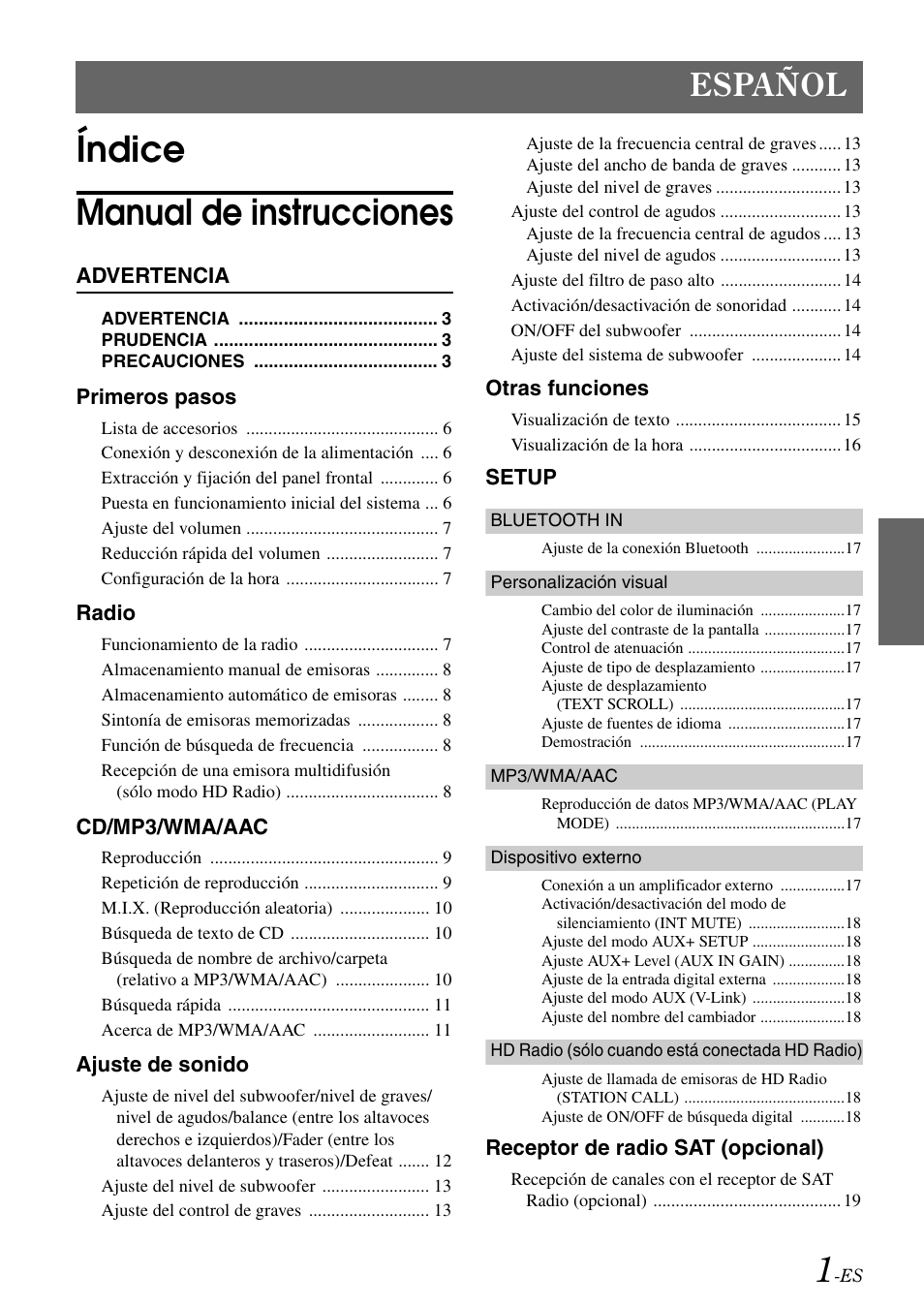 Índice manual de instrucciones, Español | Alpine cda-9884 User Manual | Page 91 / 131