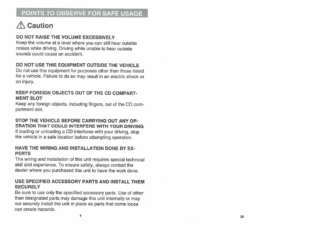 K caution, Caution | Alpine 7909 User Manual | Page 4 / 16
