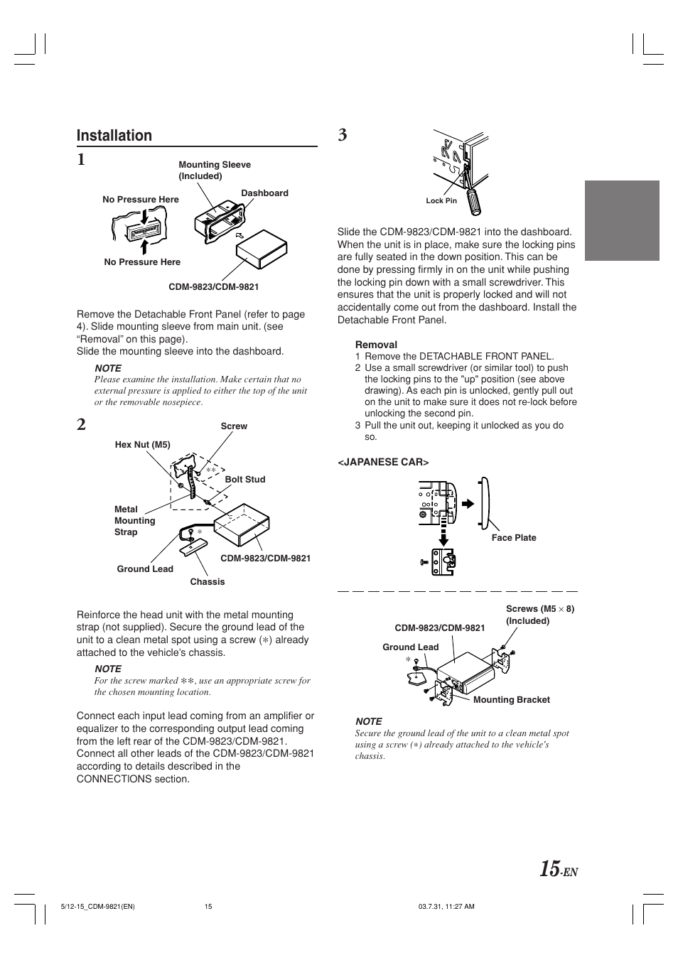 Installation | Alpine cdm-9821 User Manual | Page 17 / 22