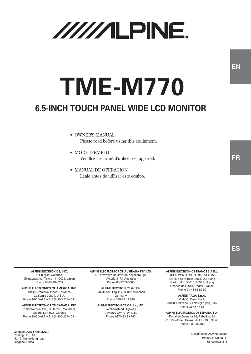 Alpine 68-00493Z15-B User Manual | 26 pages