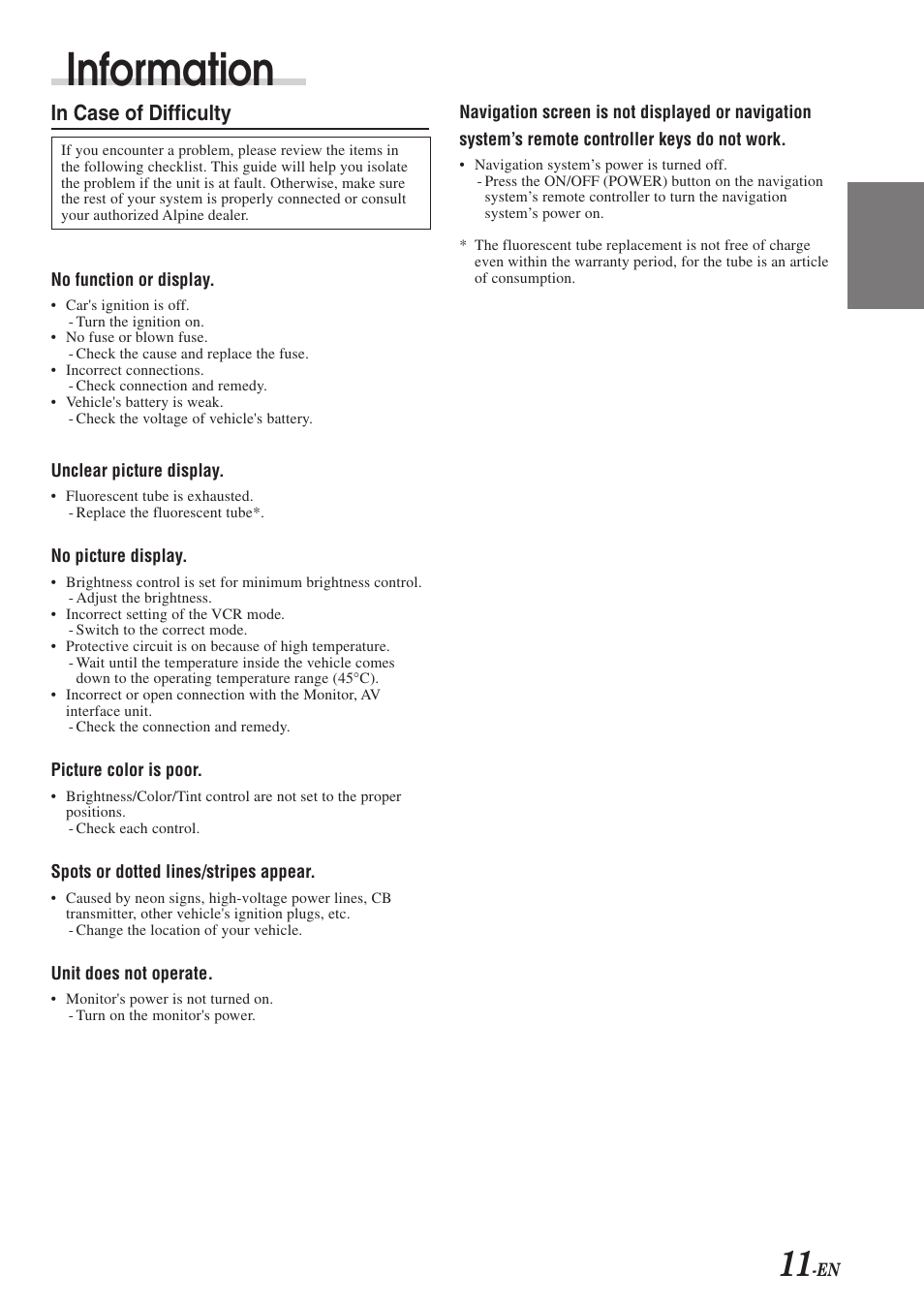 Information, En fr es de se it | Alpine 68-00493Z15-B User Manual | Page 13 / 26