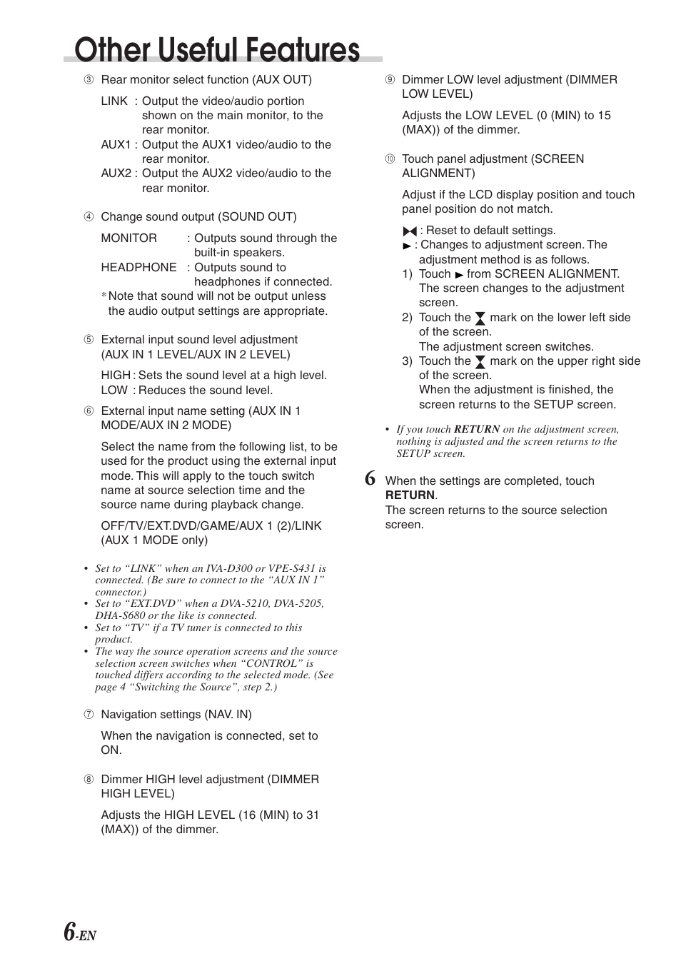 Other useful features | Alpine 68-00493Z15-B User Manual | Page 8 / 26