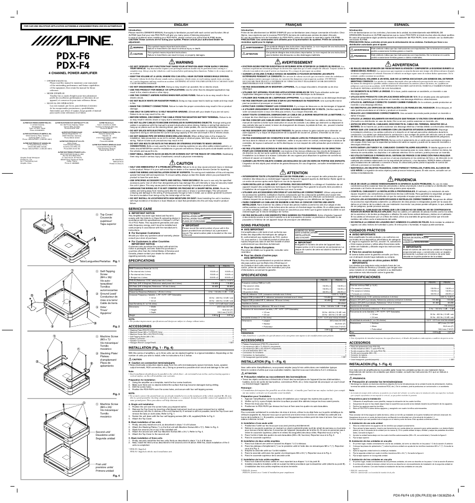 Alpine PDX-F4 User Manual | 2 pages