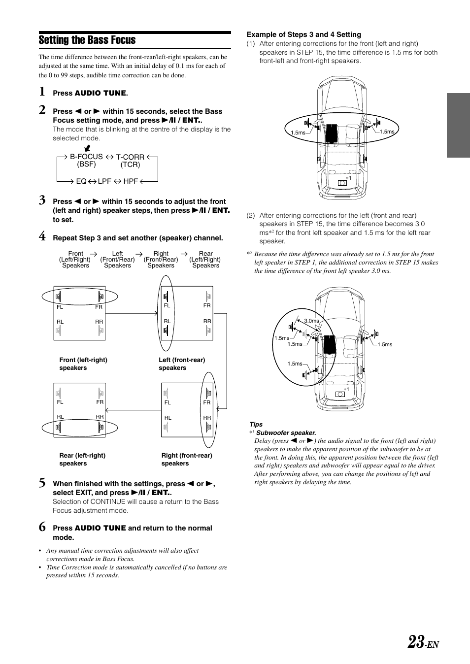 Setting the bass focus | Alpine CDA-W560E User Manual | Page 25 / 36