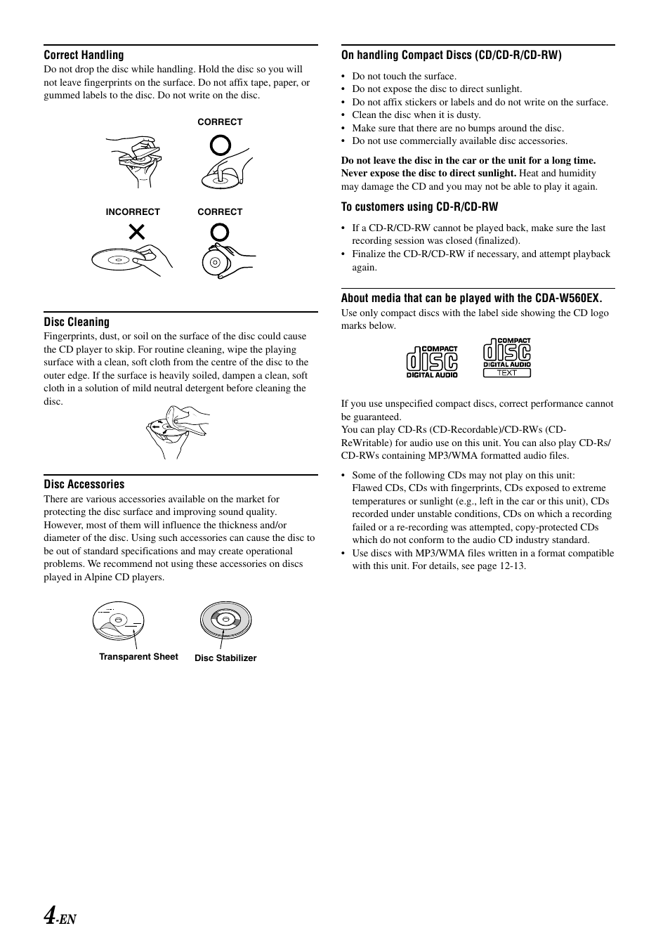 Alpine CDA-W560E User Manual | Page 6 / 36