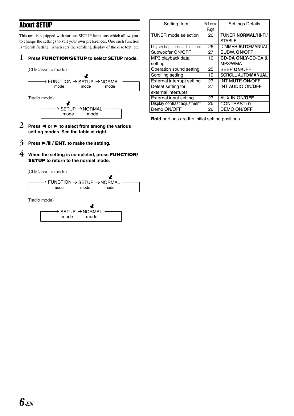 About setup | Alpine CDA-W560E User Manual | Page 8 / 36