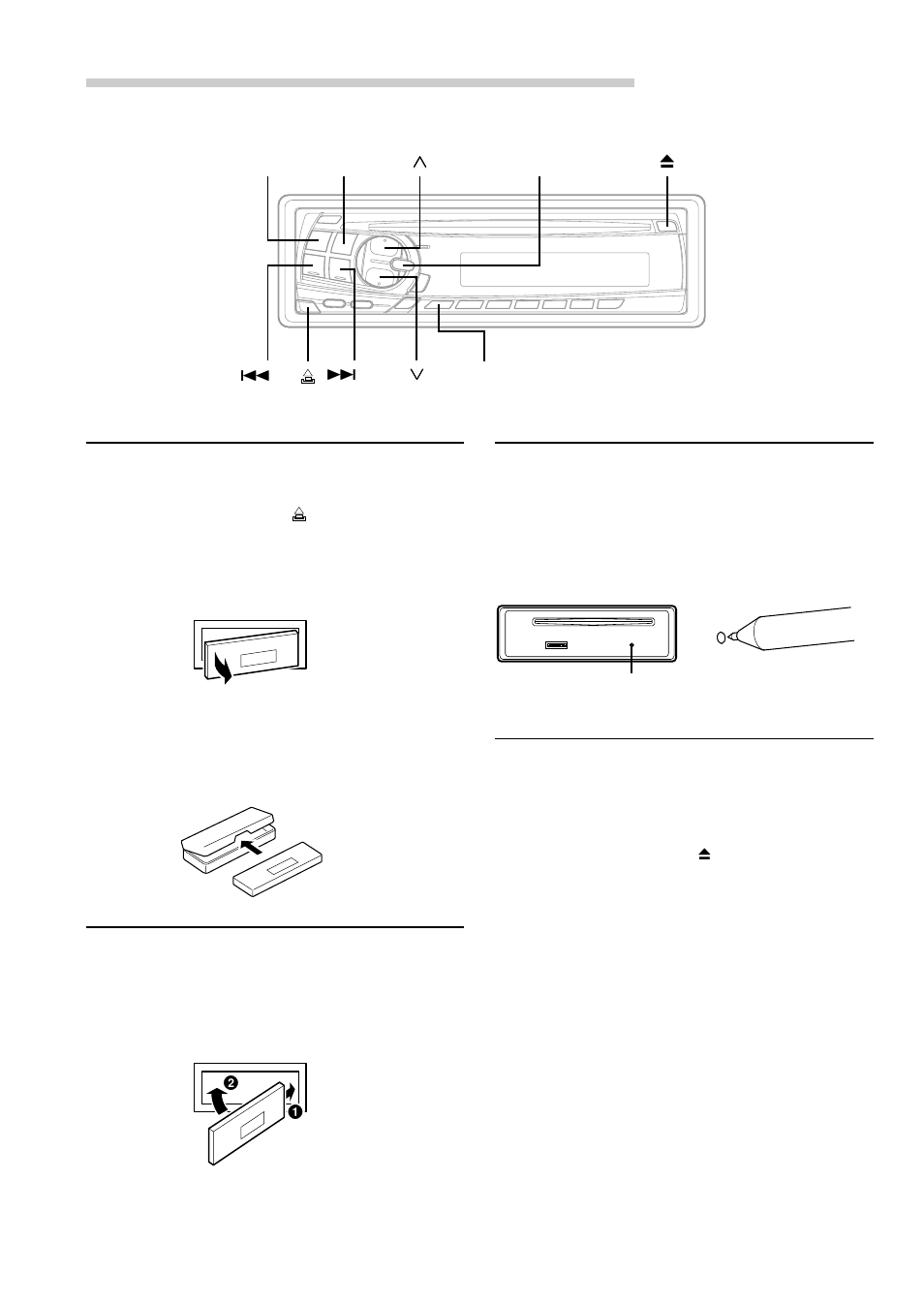 Fonctionnement de base, Retrait du panneau avant, Pose du panneau avant | Mise en service de l'appareil, Mise sous et hors tension | Alpine CDE-7856 User Manual | Page 26 / 64