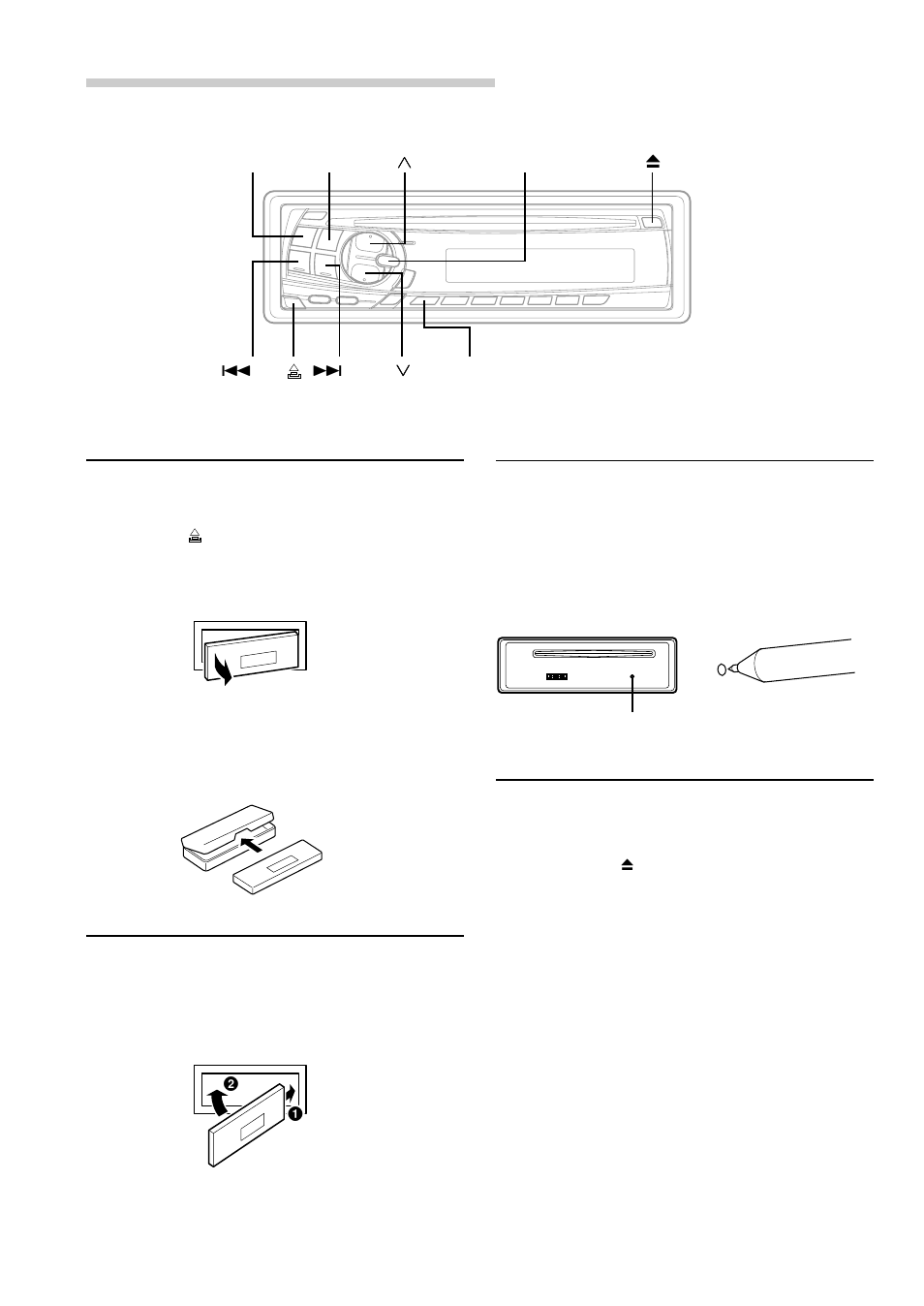 Basic operation, Detaching the front panel, Attaching the front panel | Initial system start-up, Turning power on and off | Alpine CDE-7856 User Manual | Page 6 / 64