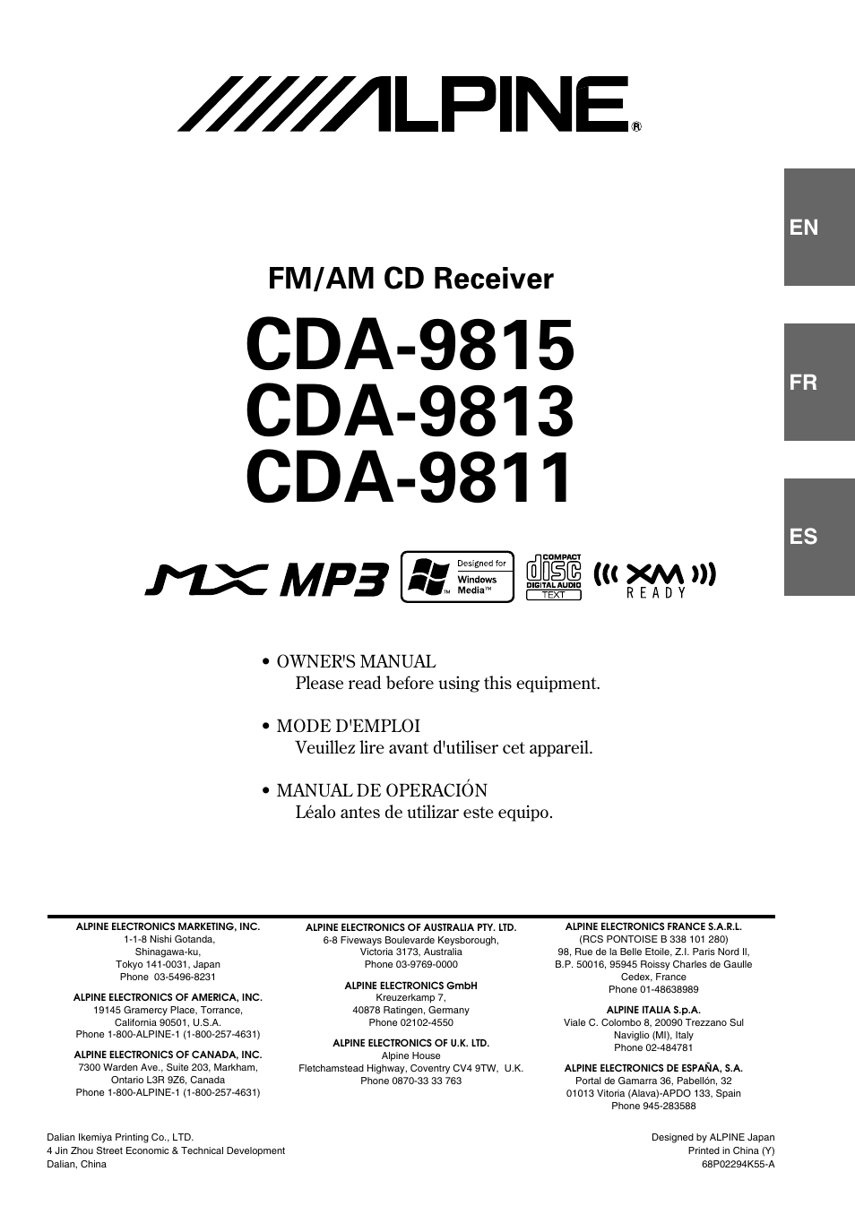 Alpine CDA-9811 User Manual | 43 pages