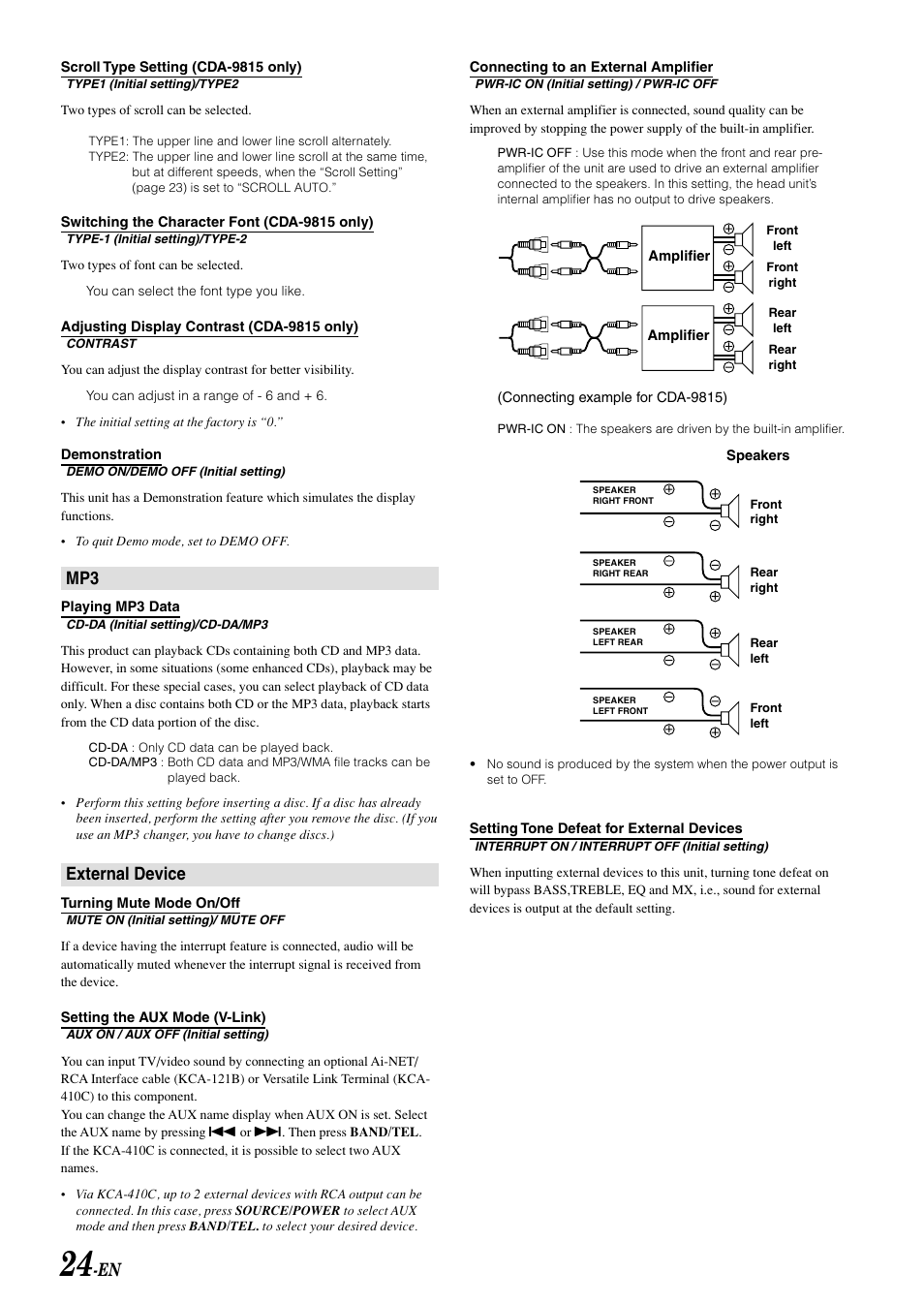 External device | Alpine CDA-9811 User Manual | Page 26 / 43