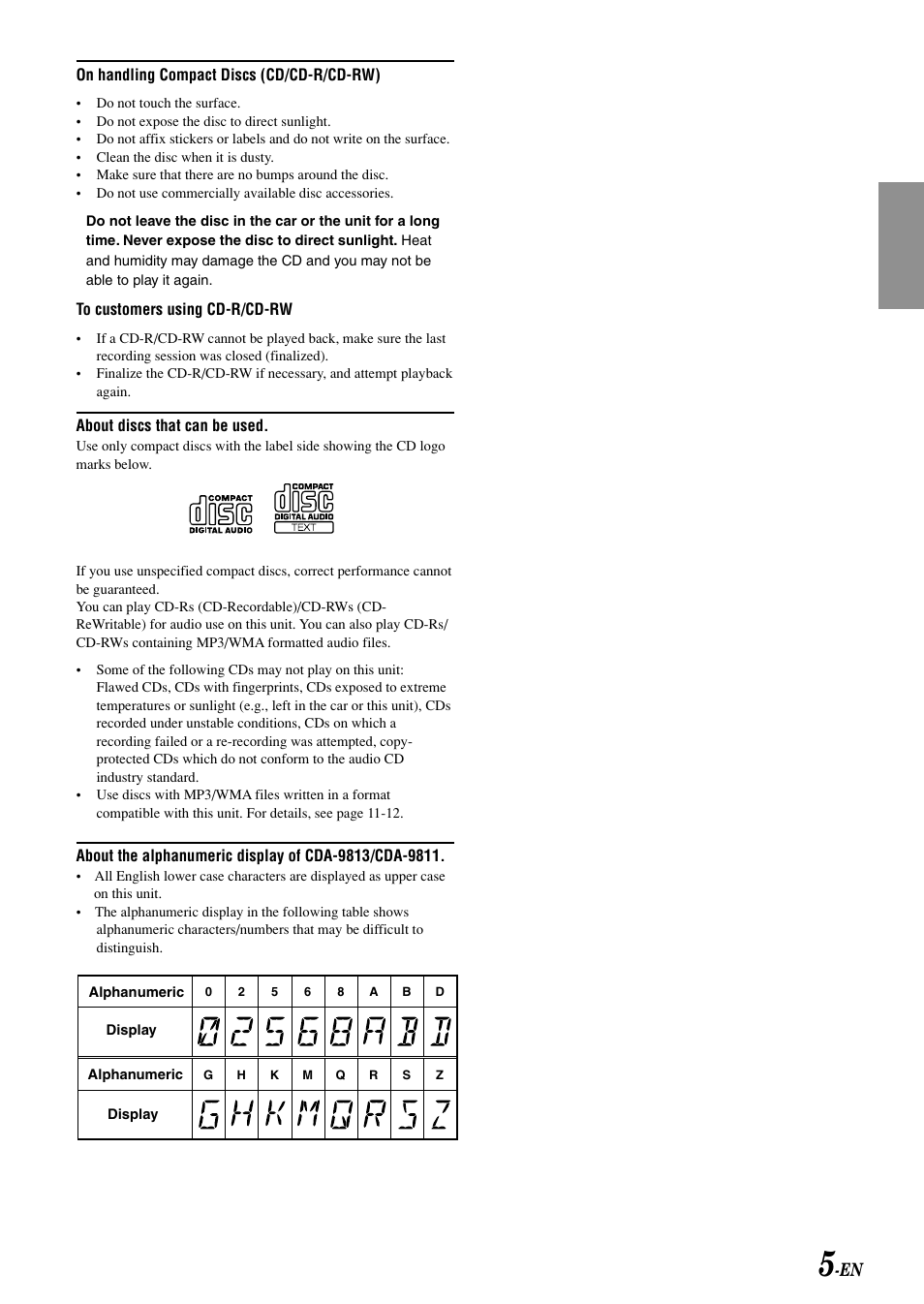 Alpine CDA-9811 User Manual | Page 7 / 43