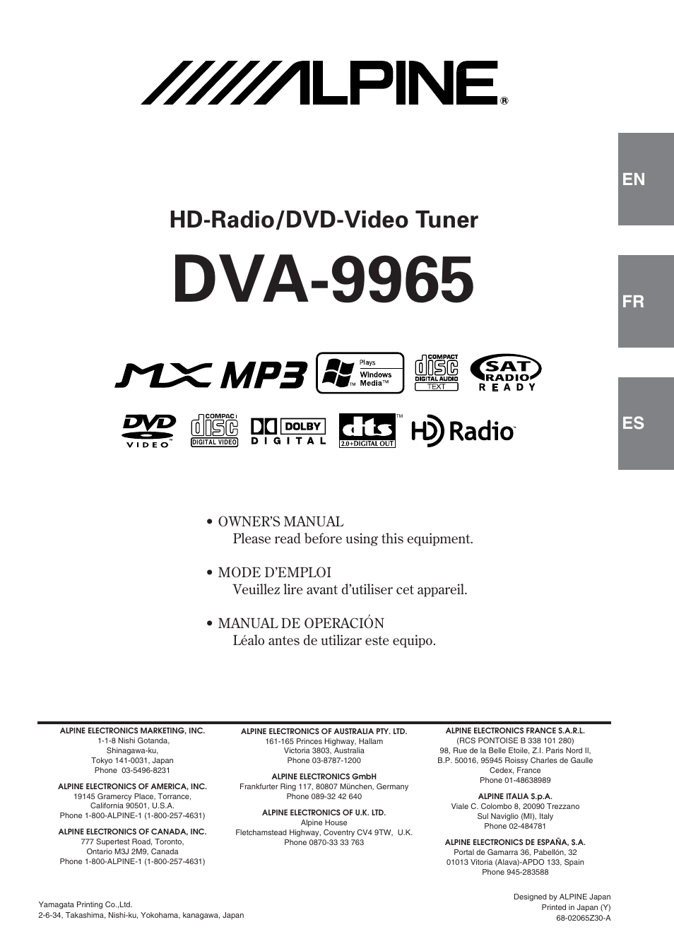 Alpine DVA-9965 User Manual | 79 pages