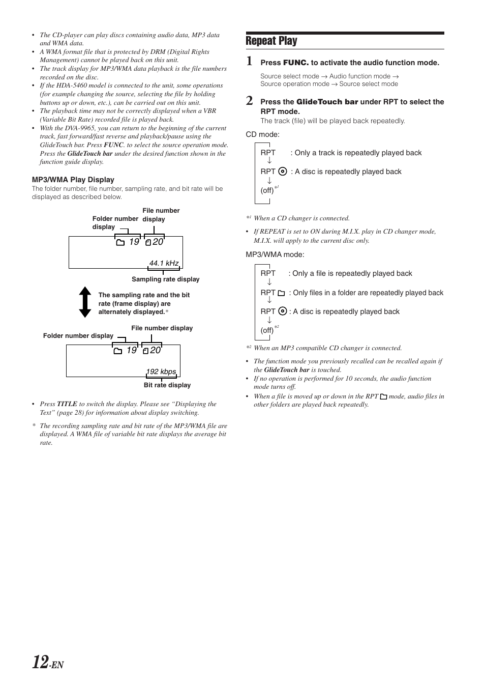 Repeat play | Alpine DVA-9965 User Manual | Page 14 / 79