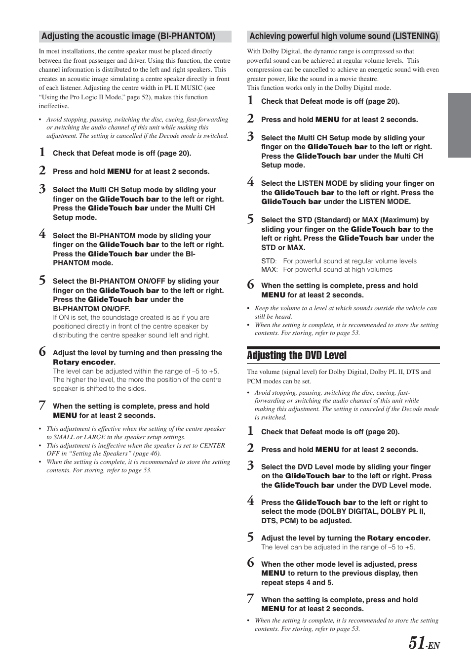 Adjusting the dvd level | Alpine DVA-9965 User Manual | Page 53 / 79