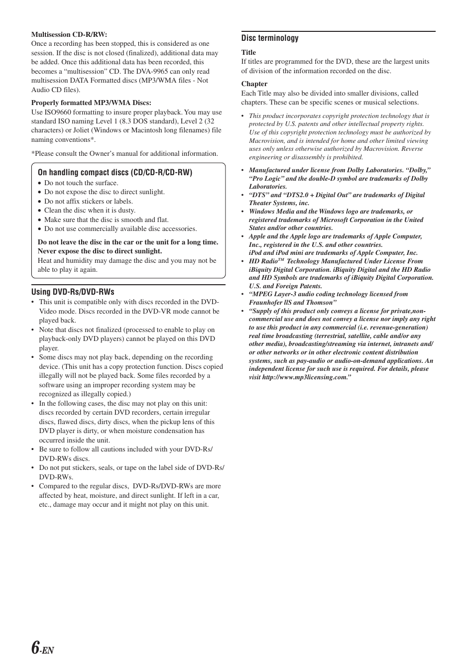 Alpine DVA-9965 User Manual | Page 8 / 79
