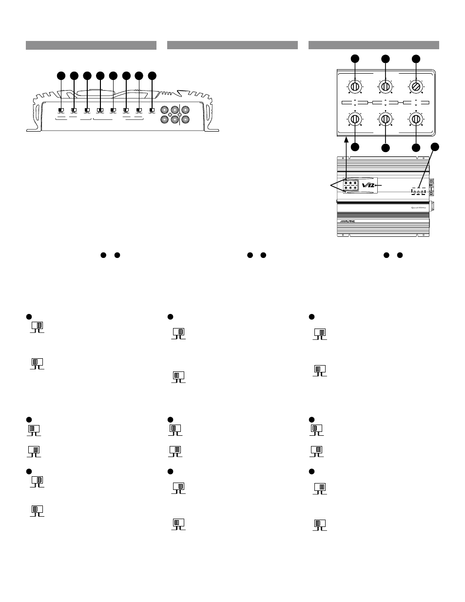 Reglages de commutateur, Ajustes del interruptor, Switch settings | Español français english, Protection output power | Alpine MRV-F409 User Manual | Page 9 / 16