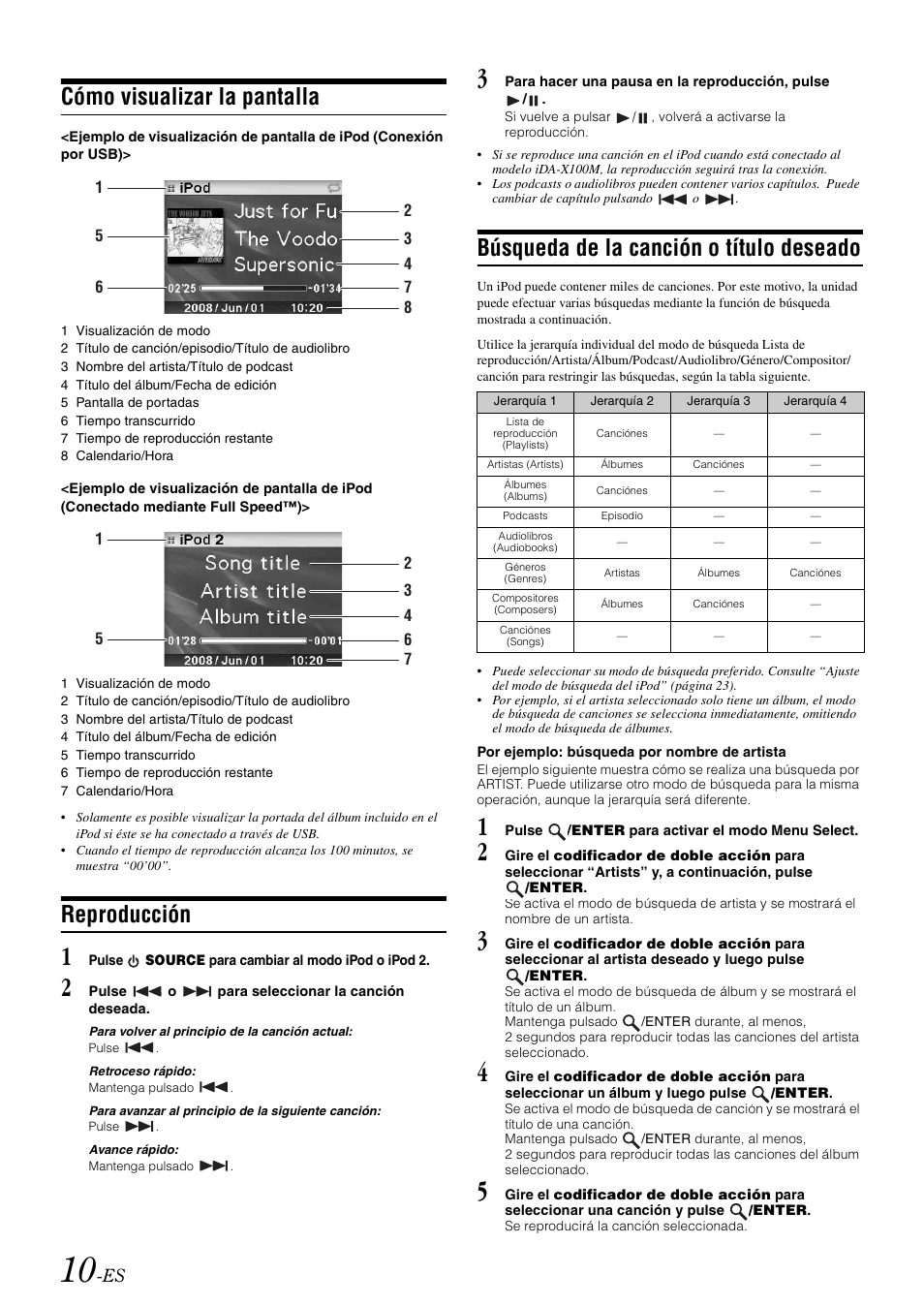 Cómo visualizar la pantalla, Reproducción, Búsqueda de la canción o título deseado | Alpine iDA-X100M User Manual | Page 101 / 135