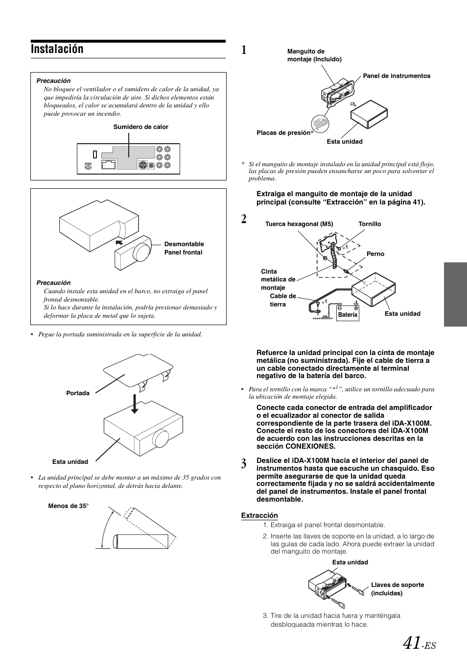 Instalación | Alpine iDA-X100M User Manual | Page 132 / 135