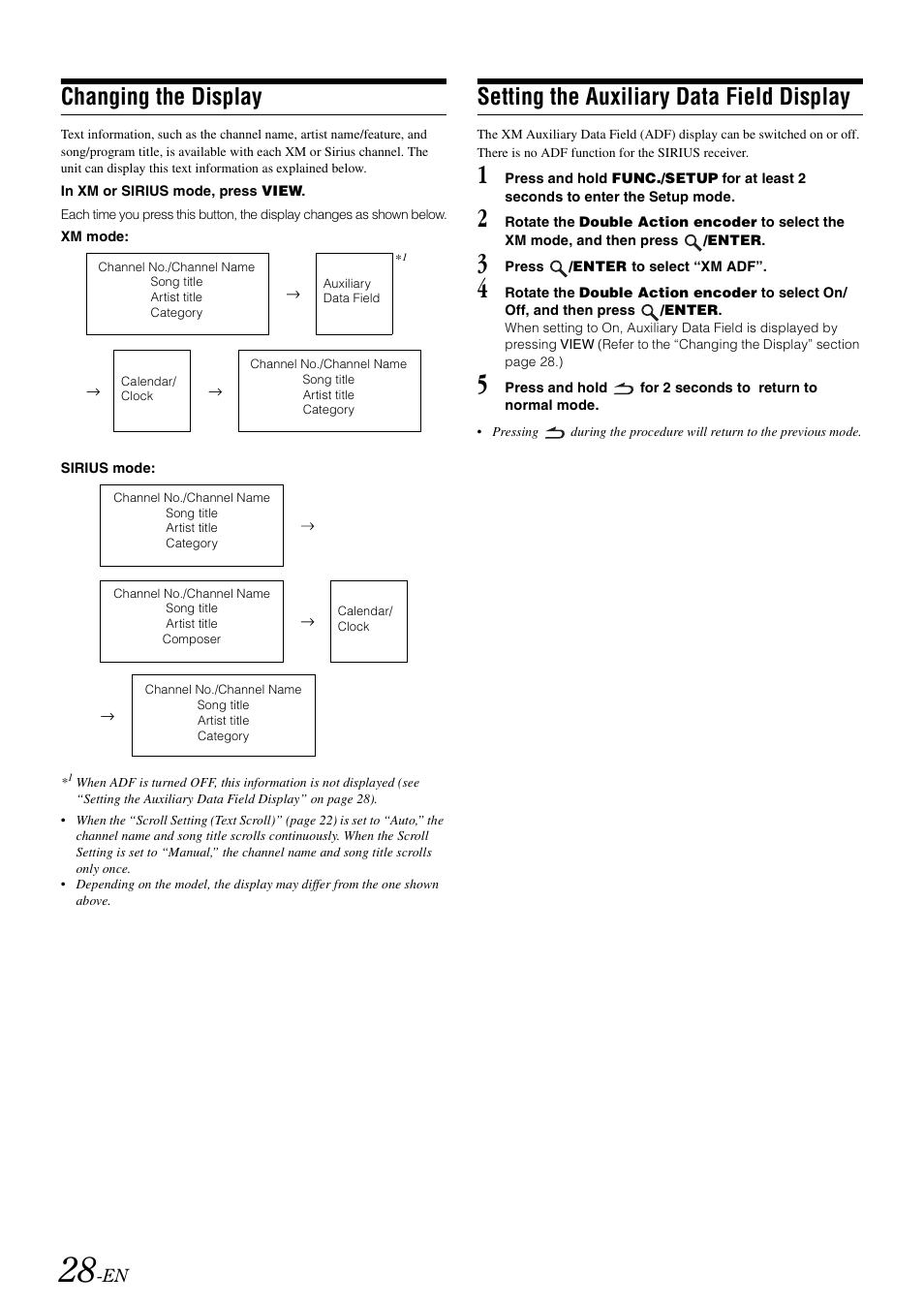 Changing the display, Setting the auxiliary data field display | Alpine iDA-X100M User Manual | Page 29 / 135