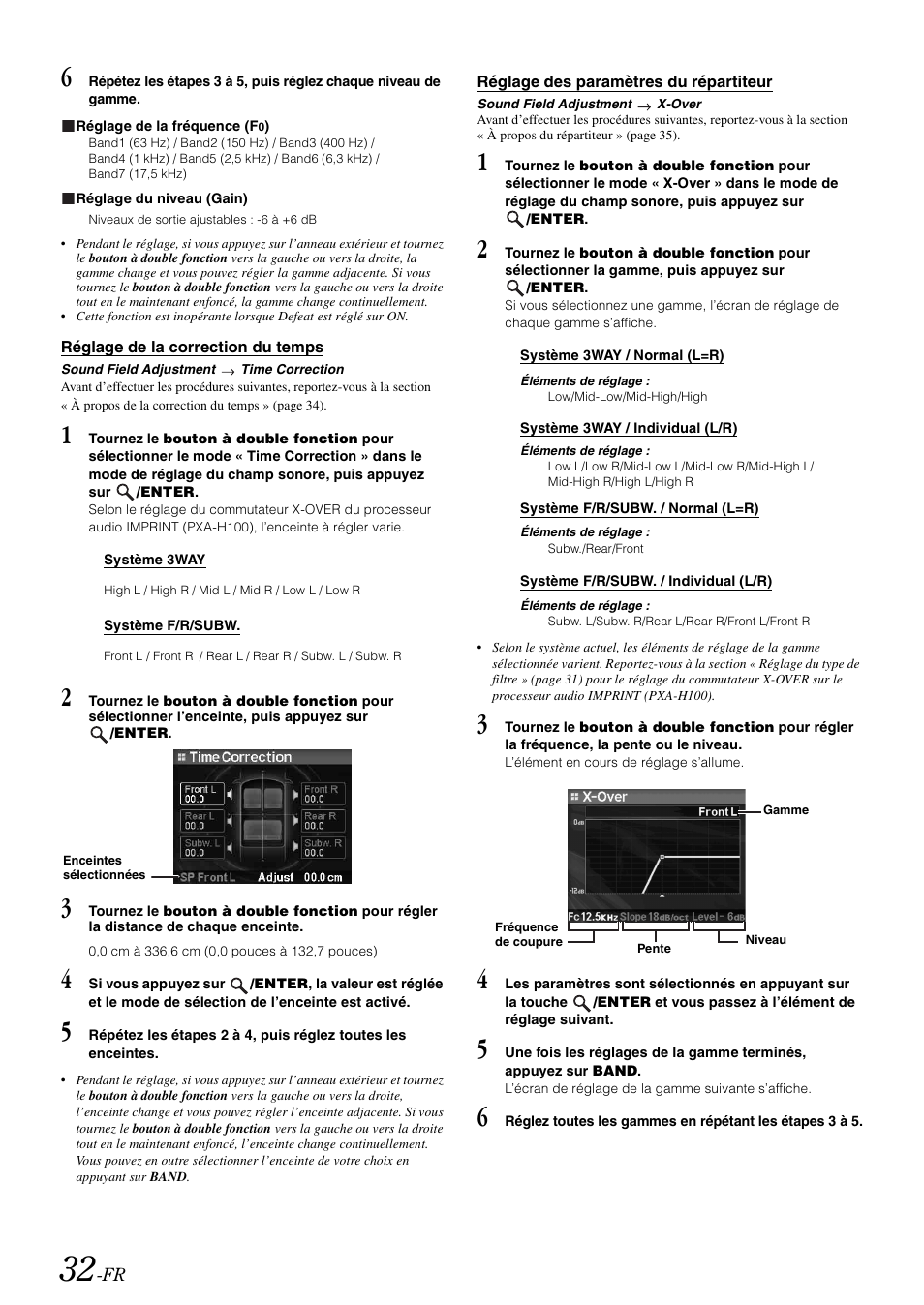 Réglage de la correction du temps, Réglage des paramètres du répartiteur | Alpine iDA-X100M User Manual | Page 78 / 135