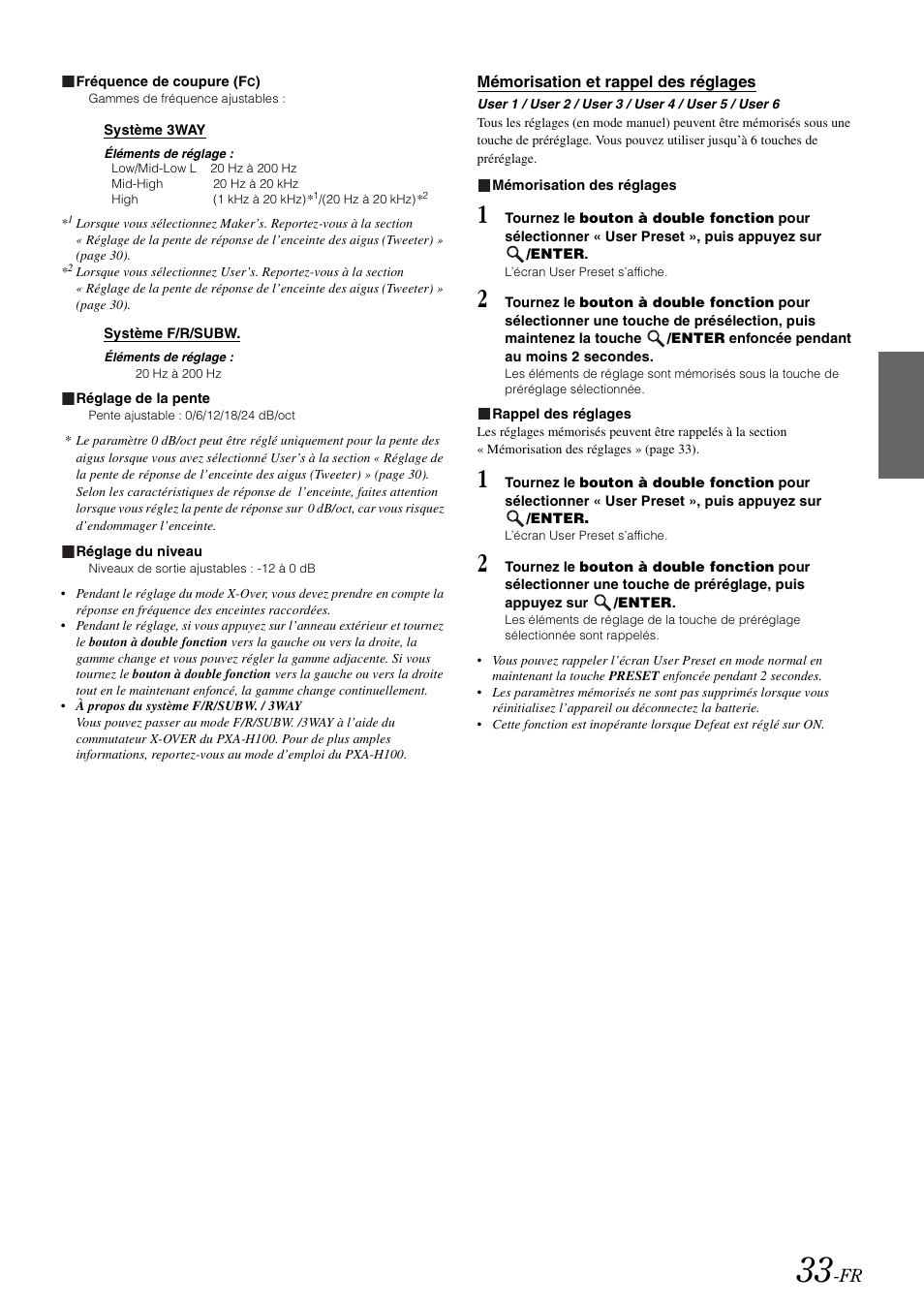 Mémorisation et rappel des réglages | Alpine iDA-X100M User Manual | Page 79 / 135
