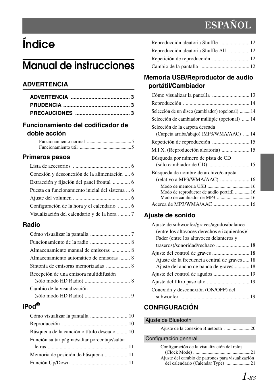 Índice manual de instrucciones, Español | Alpine iDA-X100M User Manual | Page 92 / 135