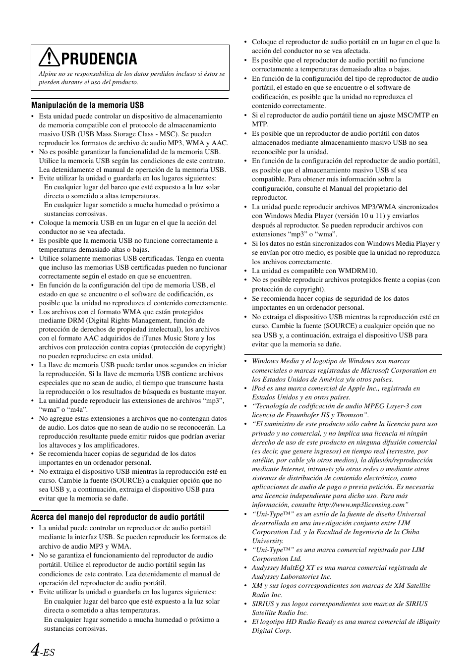Prudencia | Alpine iDA-X100M User Manual | Page 95 / 135