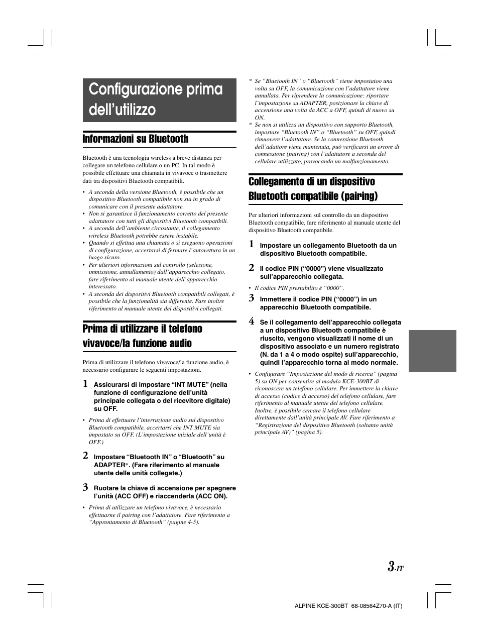 Configurazione prima dell’utilizzo, Informazioni su bluetooth | Alpine KCE-300BT User Manual | Page 56 / 100