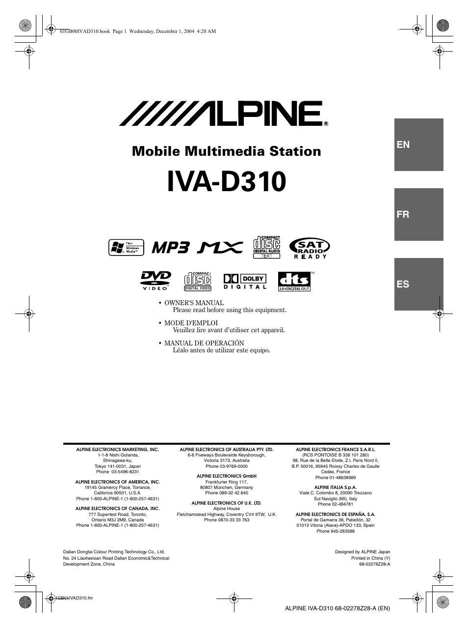 Alpine IVA-D310 User Manual | 253 pages