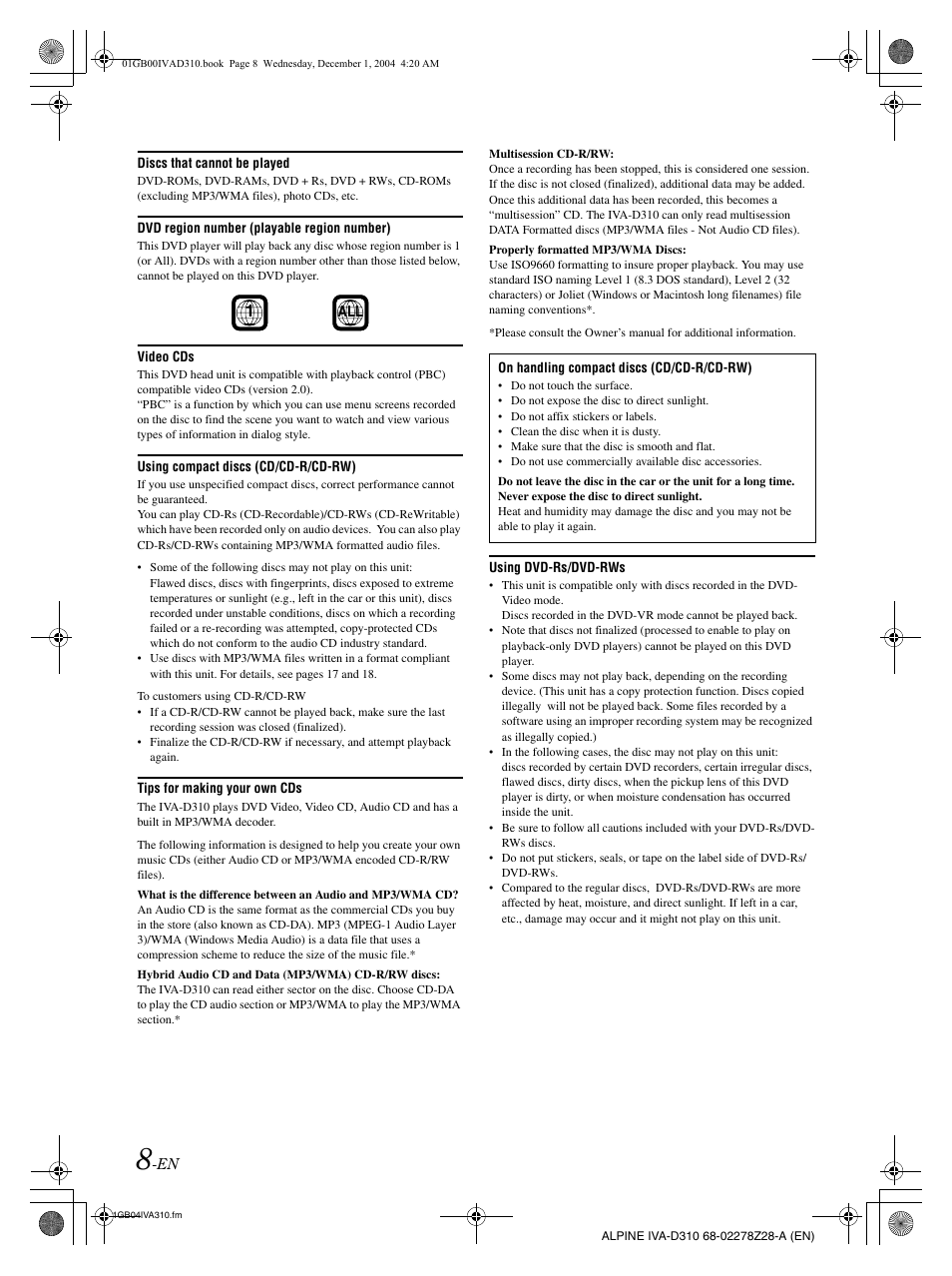 Alpine IVA-D310 User Manual | Page 10 / 253