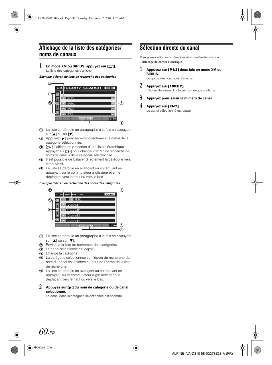 Sélection directe du canal | Alpine IVA-D310 User Manual | Page 144 / 253