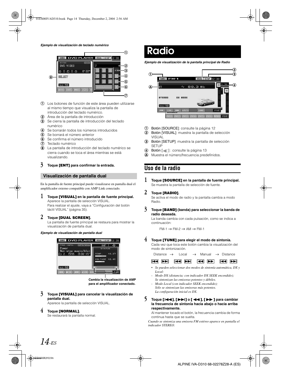 Radio, Uso de la radio | Alpine IVA-D310 User Manual | Page 184 / 253