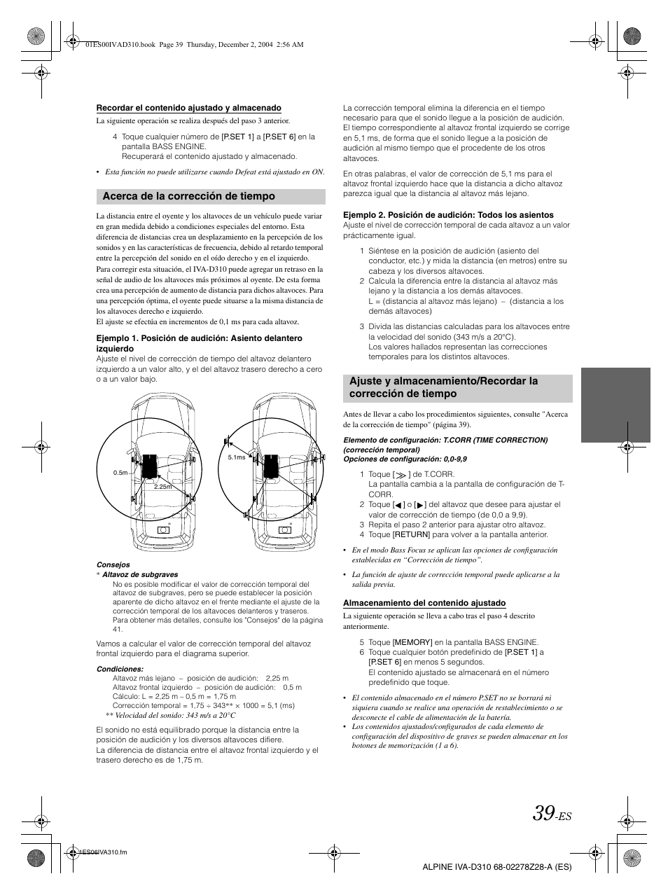 Acerca de la corrección de tiempo | Alpine IVA-D310 User Manual | Page 209 / 253