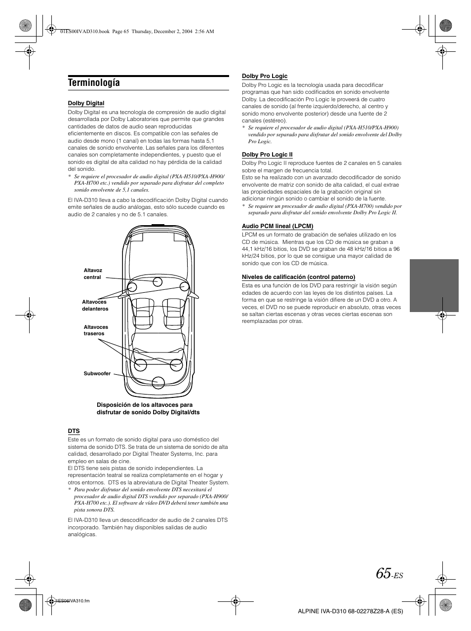 Terminología | Alpine IVA-D310 User Manual | Page 235 / 253