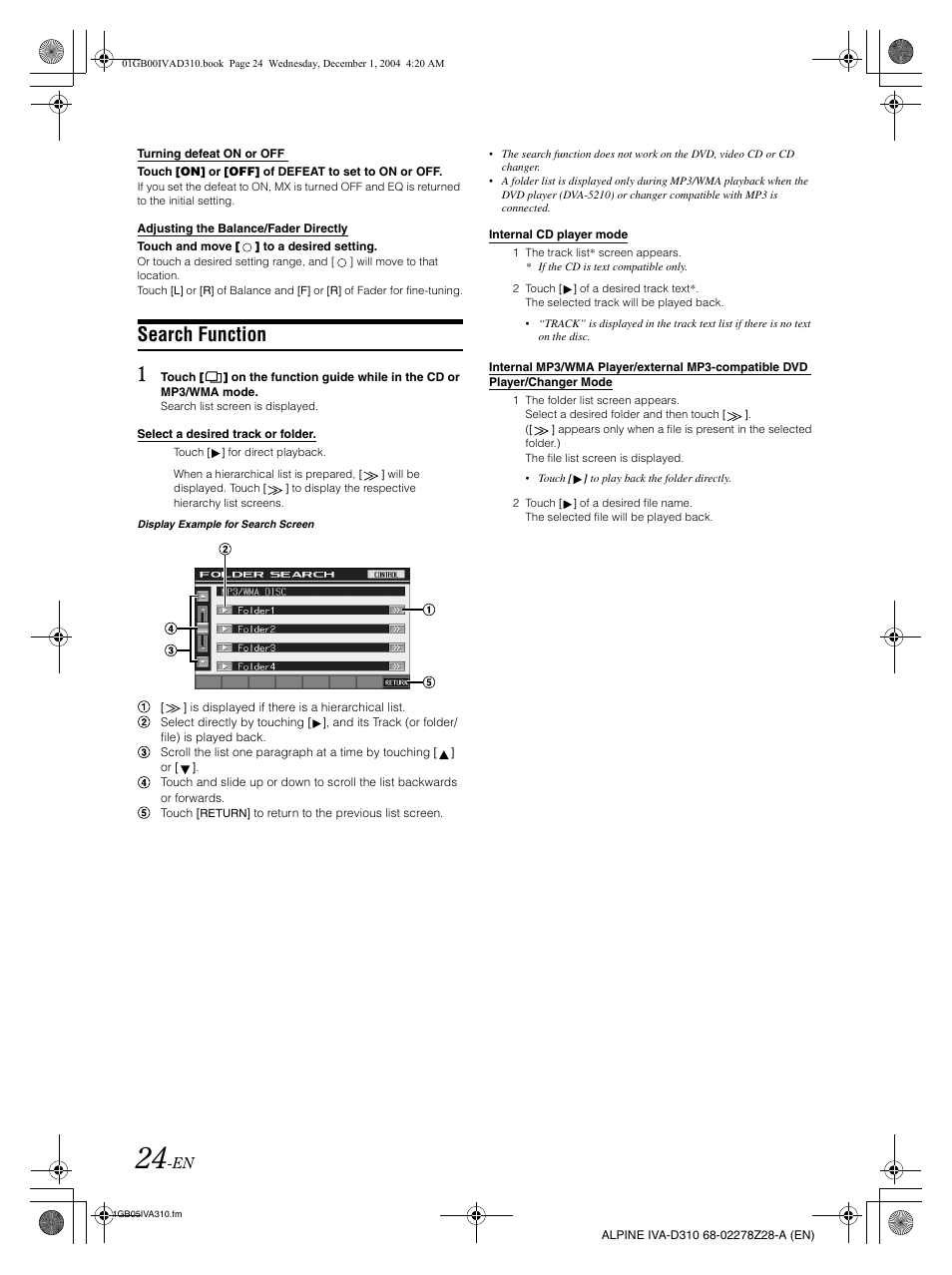 Search function | Alpine IVA-D310 User Manual | Page 26 / 253