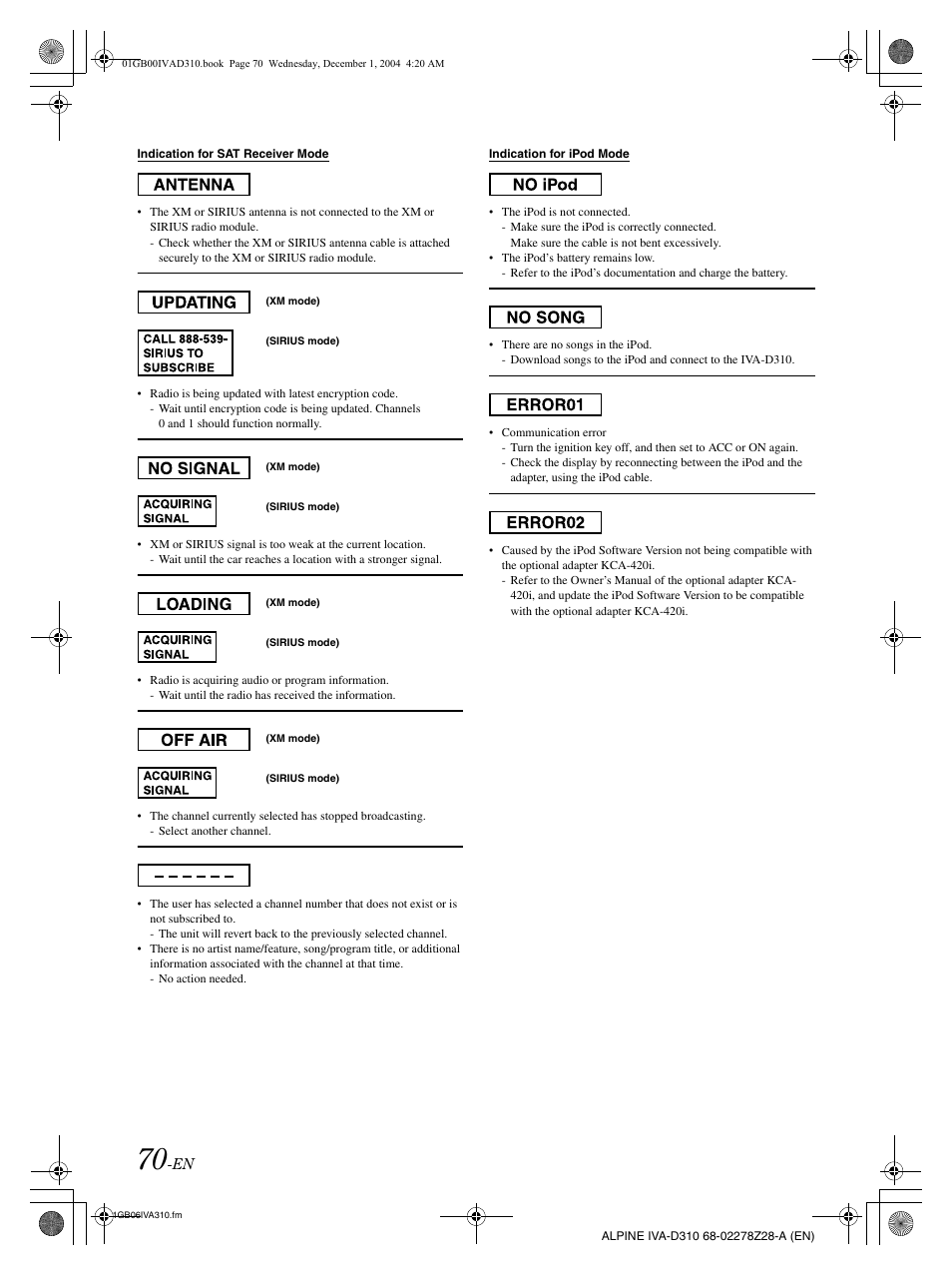 Alpine IVA-D310 User Manual | Page 72 / 253