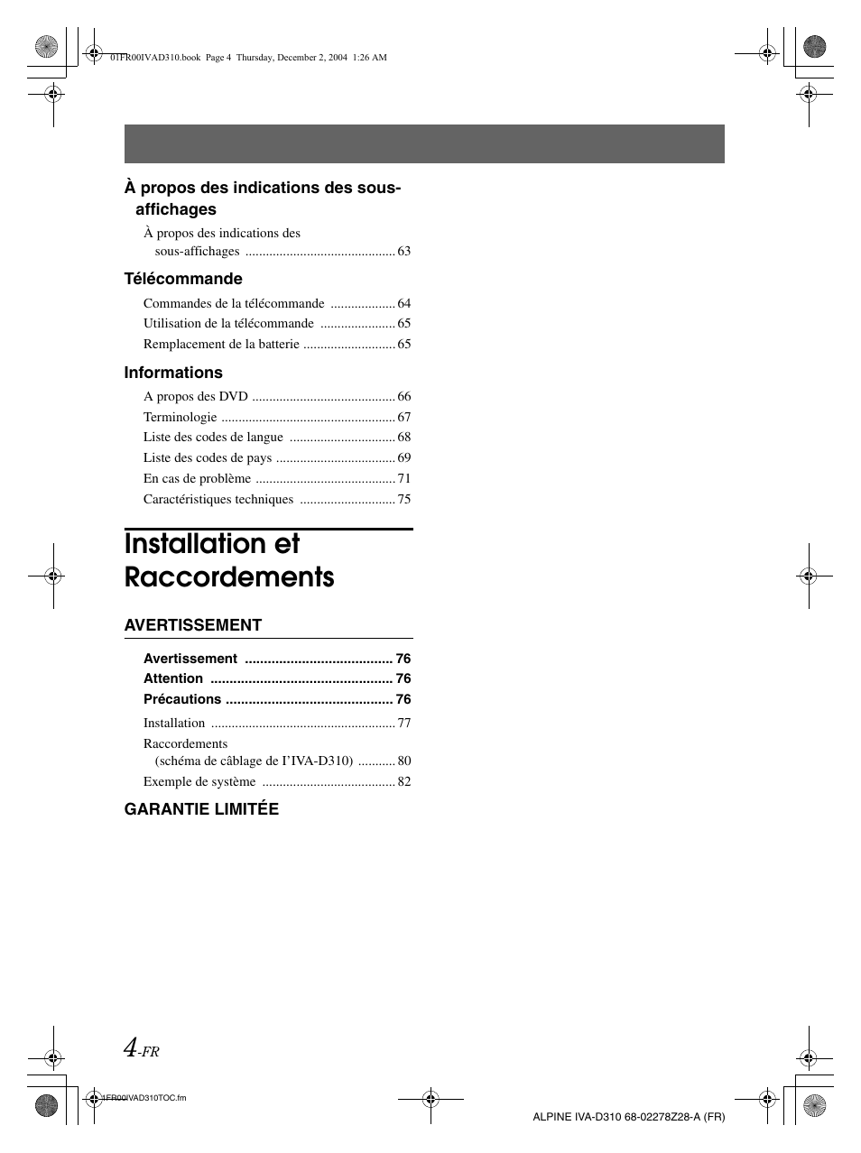 Installation et raccordements | Alpine IVA-D310 User Manual | Page 88 / 253