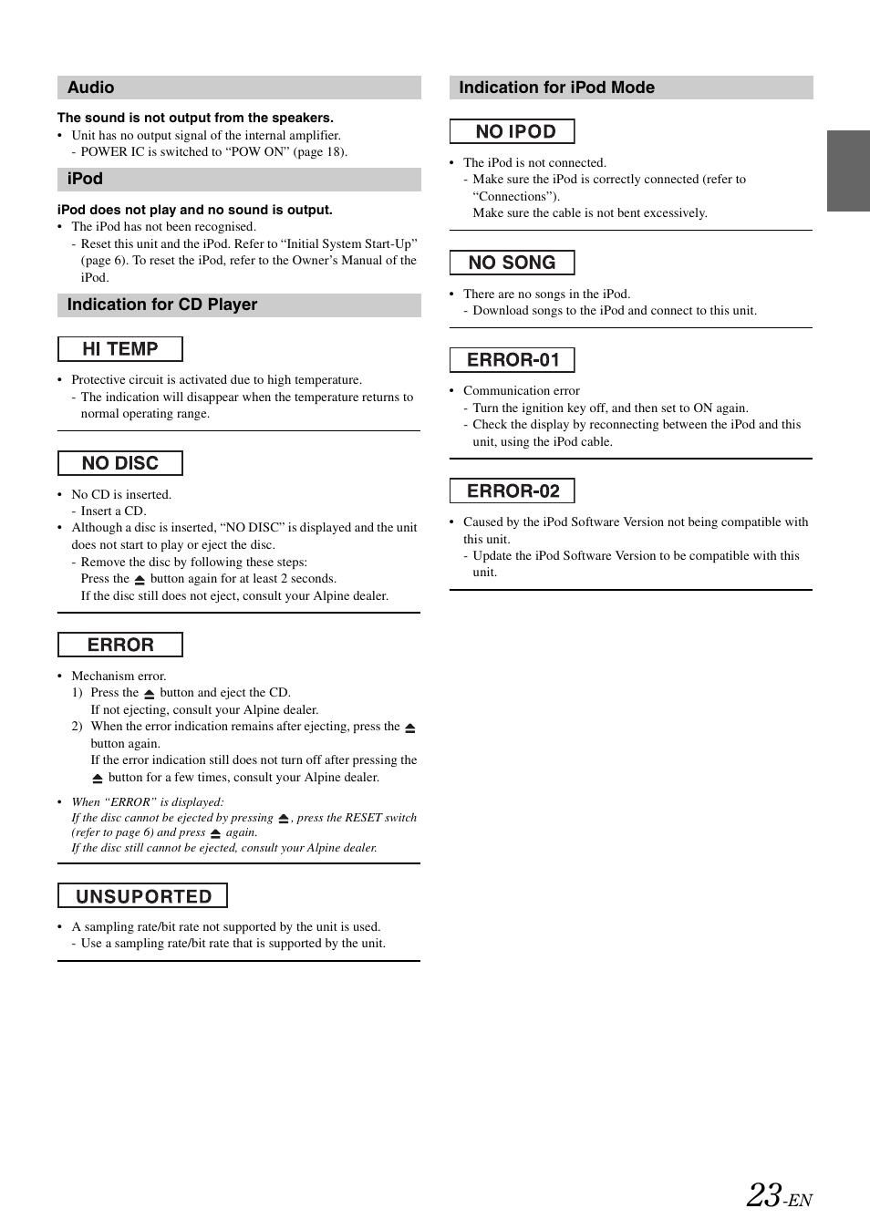 Alpine CDE-9872RE User Manual | Page 25 / 31