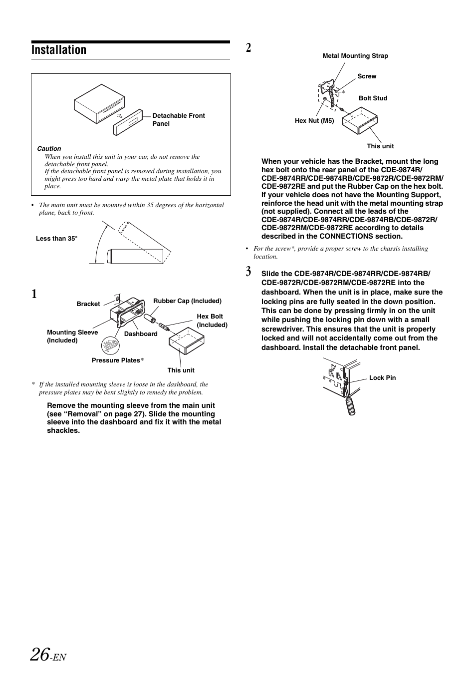 Installation | Alpine CDE-9872RE User Manual | Page 28 / 31