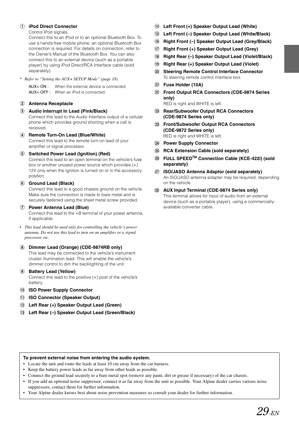 Alpine CDE-9872RE User Manual | Page 31 / 31
