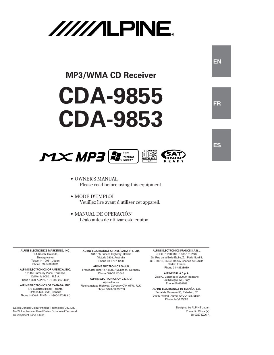 Alpine CDA-9853 User Manual | 55 pages