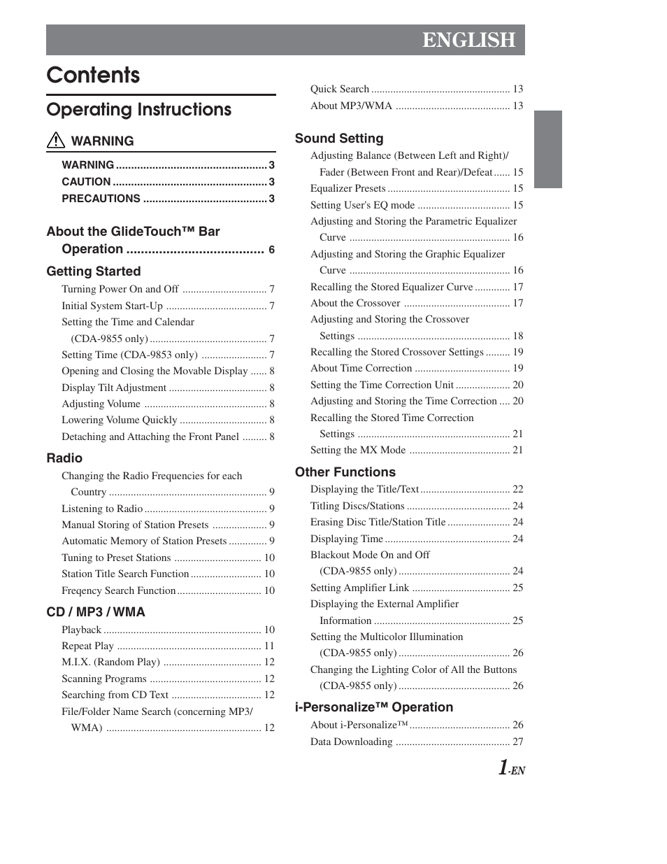 Alpine CDA-9853 User Manual | Page 2 / 55