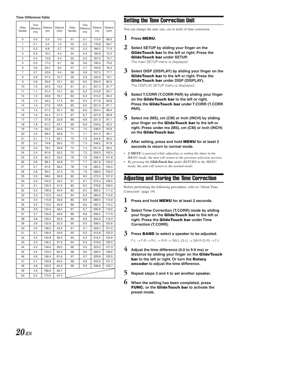 Setting / adjusting the time correction, Setting the time correction unit, Adjusting and storing the time correction | Alpine CDA-9853 User Manual | Page 21 / 55