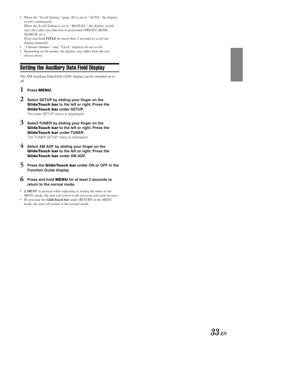 Setting the auxiliary data field display | Alpine CDA-9853 User Manual | Page 34 / 55