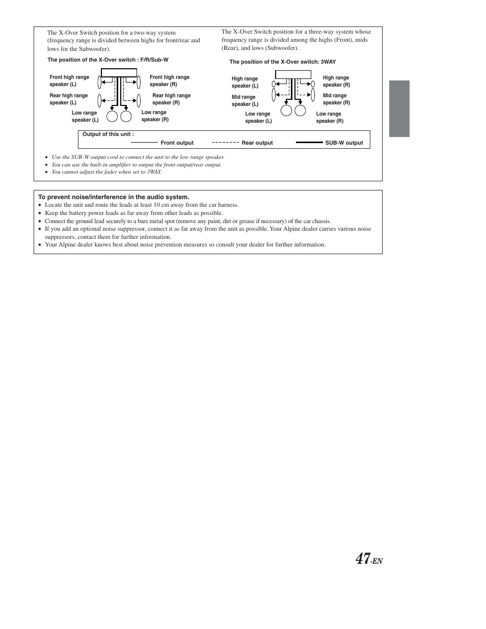 Way / 3-way crossover info | Alpine CDA-9853 User Manual | Page 48 / 55