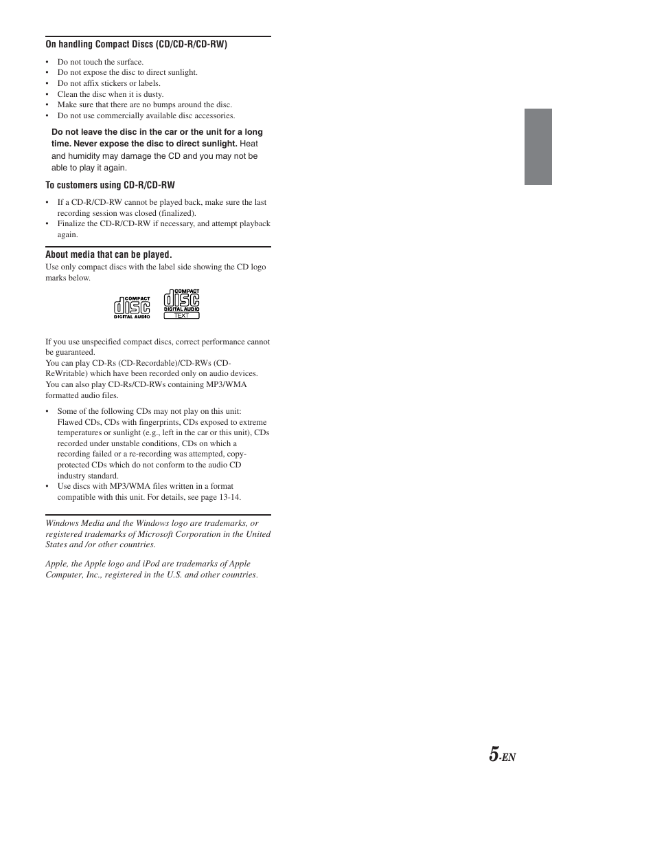 Disc / format compatibility | Alpine CDA-9853 User Manual | Page 6 / 55