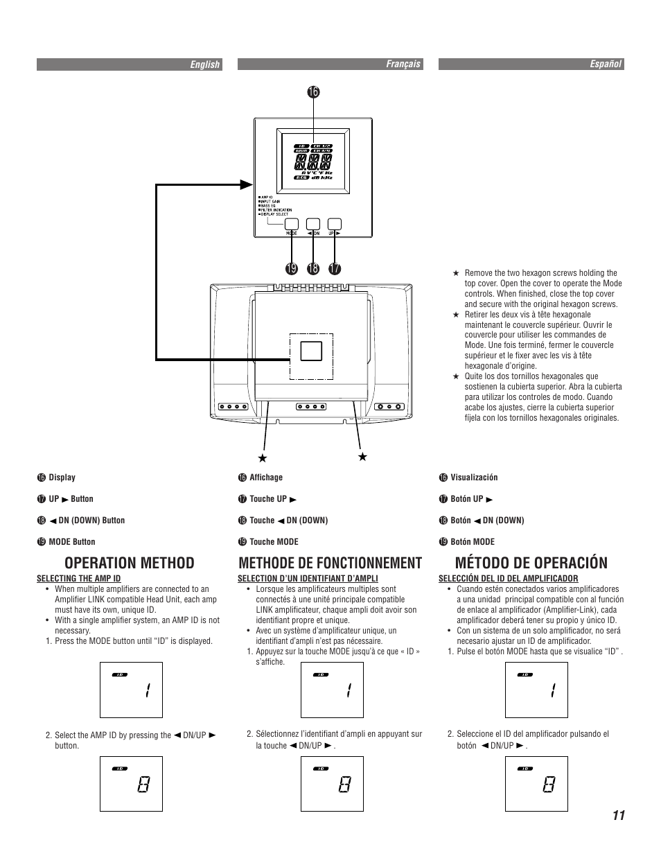 Operation method, Methode de fonctionnement, Método de operación | Alpine MRD-M1005 User Manual | Page 11 / 20