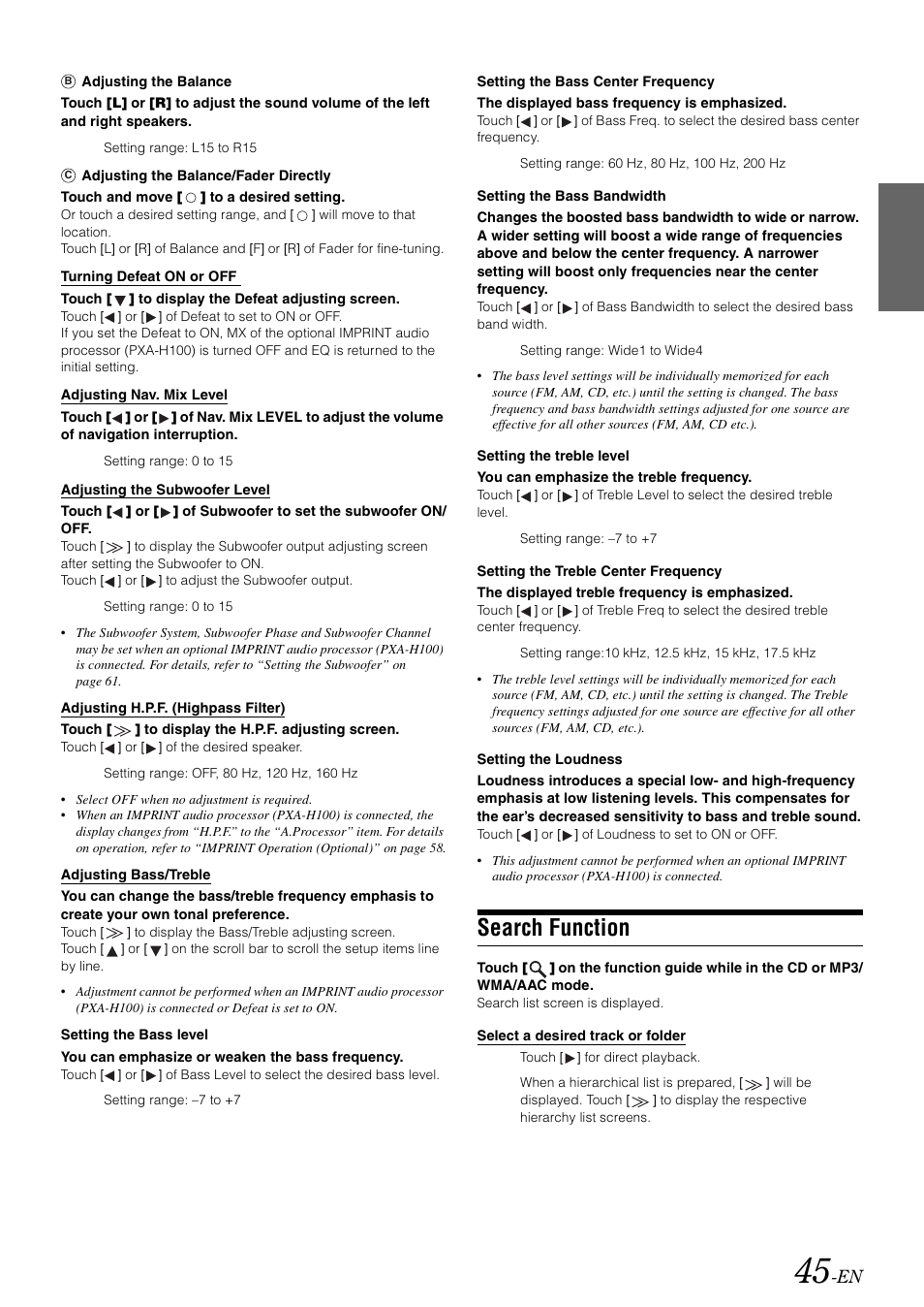 Search function | Alpine INA-W900 User Manual | Page 47 / 101